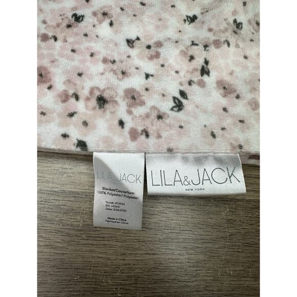 Lila & Jack Baby Blanket Pink Floral Striped Stripes Soft Nursery Flowers - Picture 4 of 5